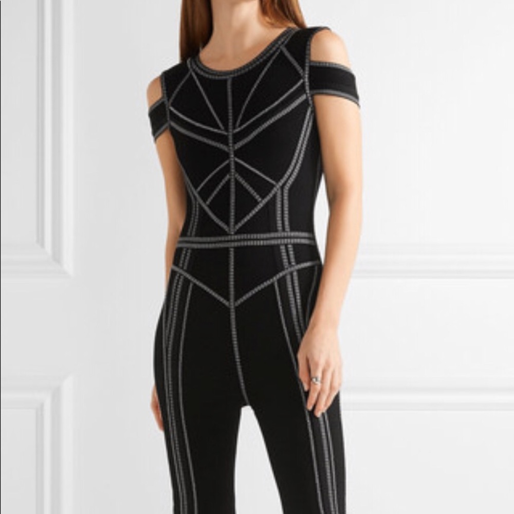 Herve Leger Izabella Black Bandage Jumpsuit NWT S